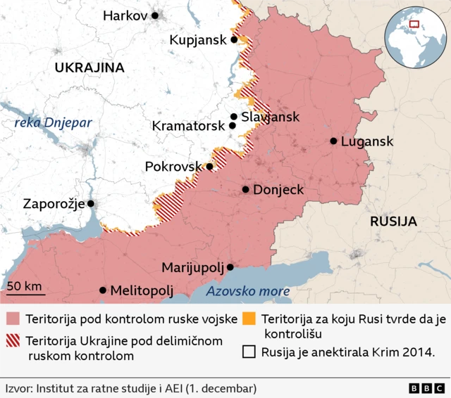 mapa istočne ukrajine