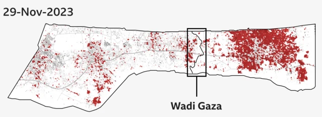 Carte des dégâts dans la ville de Gaza 