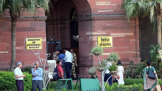 সাউথ ব্লকে ভারতের পররাষ্ট্র মন্ত্রণালয়ের মূল প্রবেশপথ