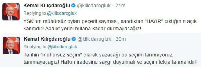 Kemal Kılıçdaroğlu tweet