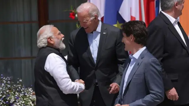 મોદી સાથે બાઇડન અને ટ્રુડોની તસવીર 