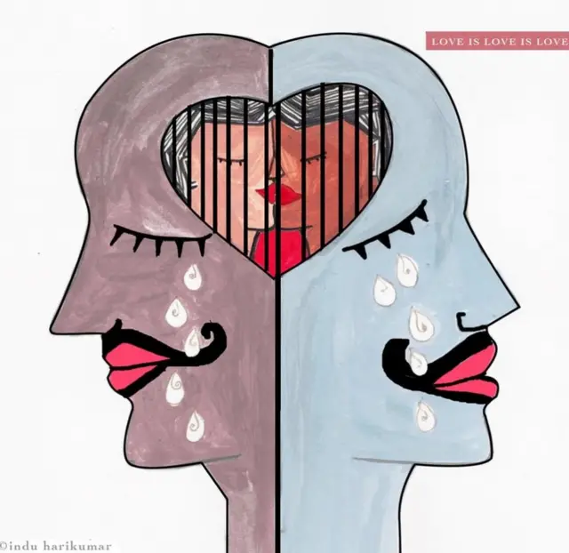 Indu Harikumar'ın "Aşk, aşktır" çizimi