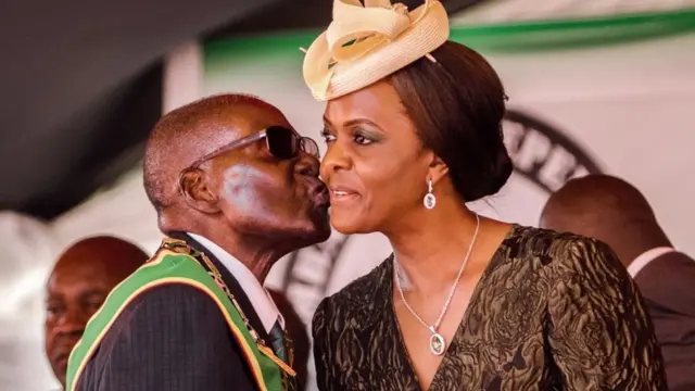 O casal Robert e Grace Mugabe