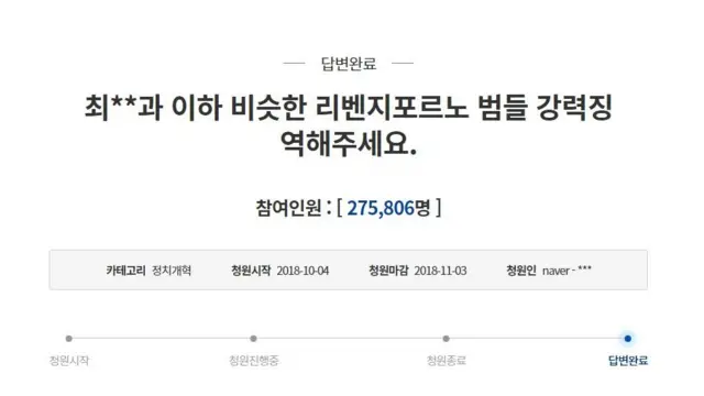 구하라의 전 남자친구가 영상 유포 협박을 했다는 사건이 알려지자, 관련 청원이 올라왔다