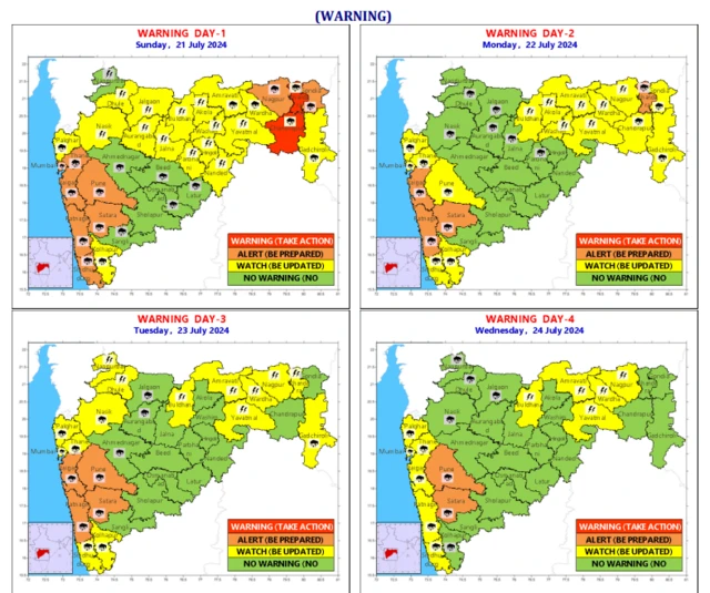 पुढील 3-4 दिवसांसाठी पावसाचा अंदाज