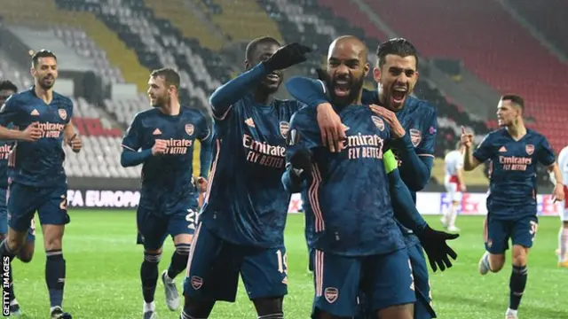 Alexandre Lacazette celebrates goal
