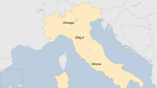 사건이 발생한 이탈리아 북부 아사고 위치
