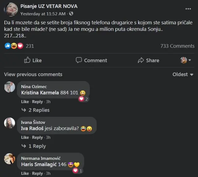 komentari na Fejsbuku