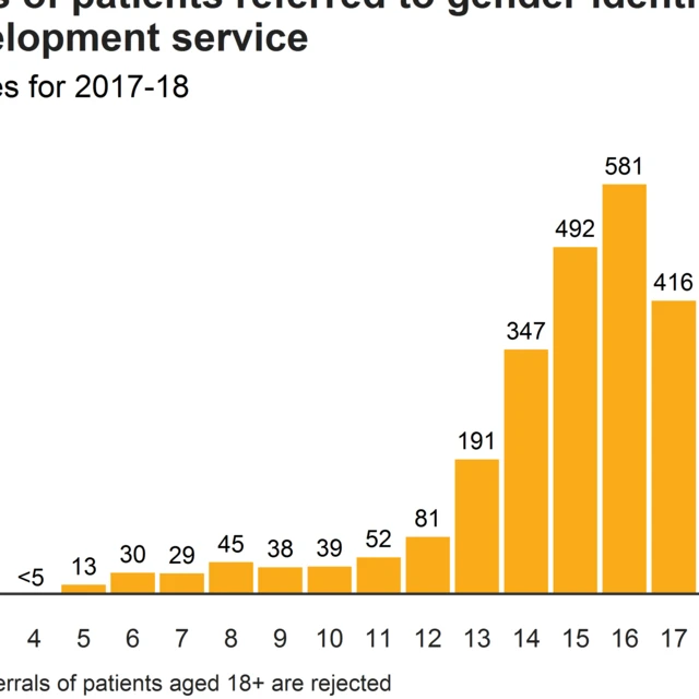 Ages of patients referred to gender identity development service