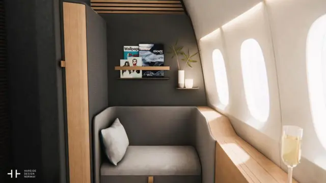 Концепция стильного и подсоединенного к глобальной сети салона для состоятельных авиапассажиров