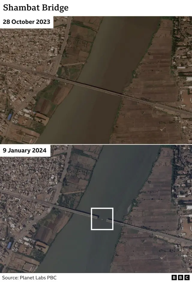 ઓમદુર્મન અને બહારી શહેરને જોડતો શમ્બત પુલ ગયા નવેમ્બરમાં તૂટી પડ્યો હતો