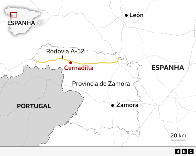Local do acidente que vitimou Diogo Jota e André Silva