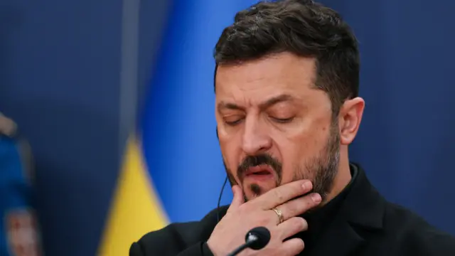 Владимир Зеленски, председник Украјине, на конференцији за медије у Београду