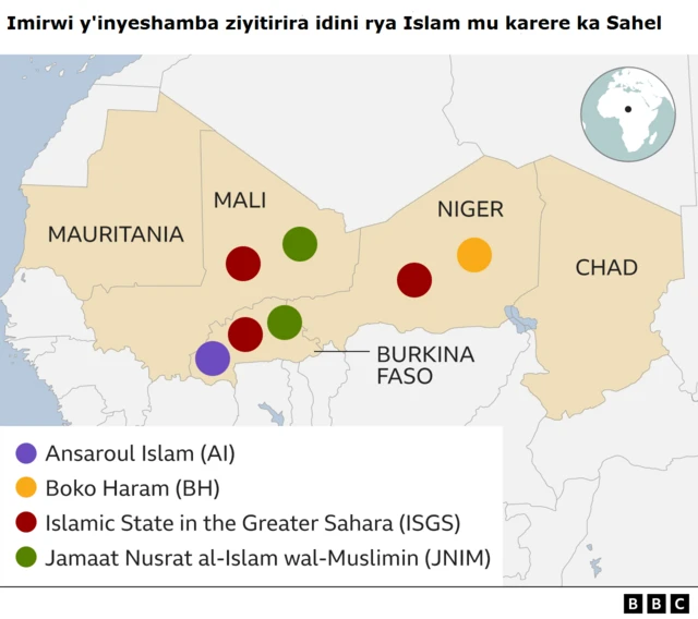 IS na JNIM yegamiye al-Qaeda yompi iragisibije mu karere ka Sahel aho irwanira kwiganzira ubutegetsi