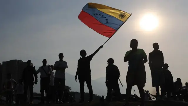 Supporters of the President of the Venezuelan Parliament, Juan Guaido