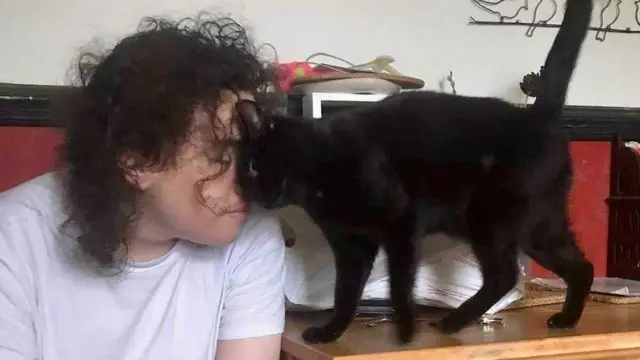 ቭላድ ከሚወዳት ድመቱ ጋር