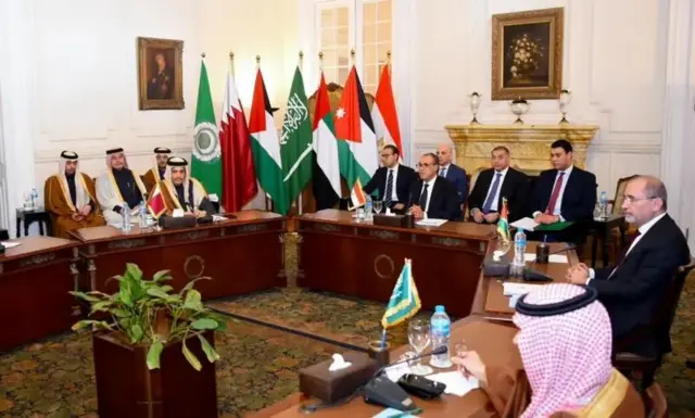  اجتماع ضم وزراء خارجية 5 دول عربية بالإضافة إلى ممثل للسلطة الفلسطينية وأمين عام الجامعة العربية