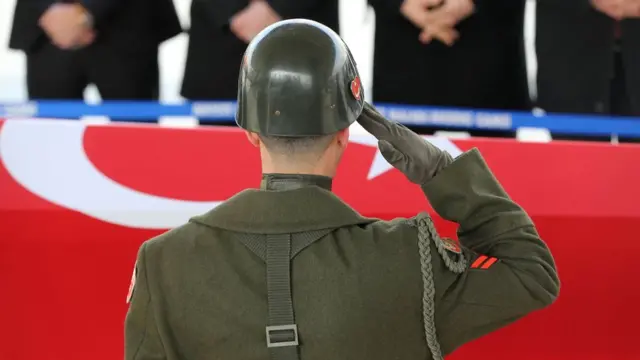 Funderal de un soldado turco muerto en Al-Bab