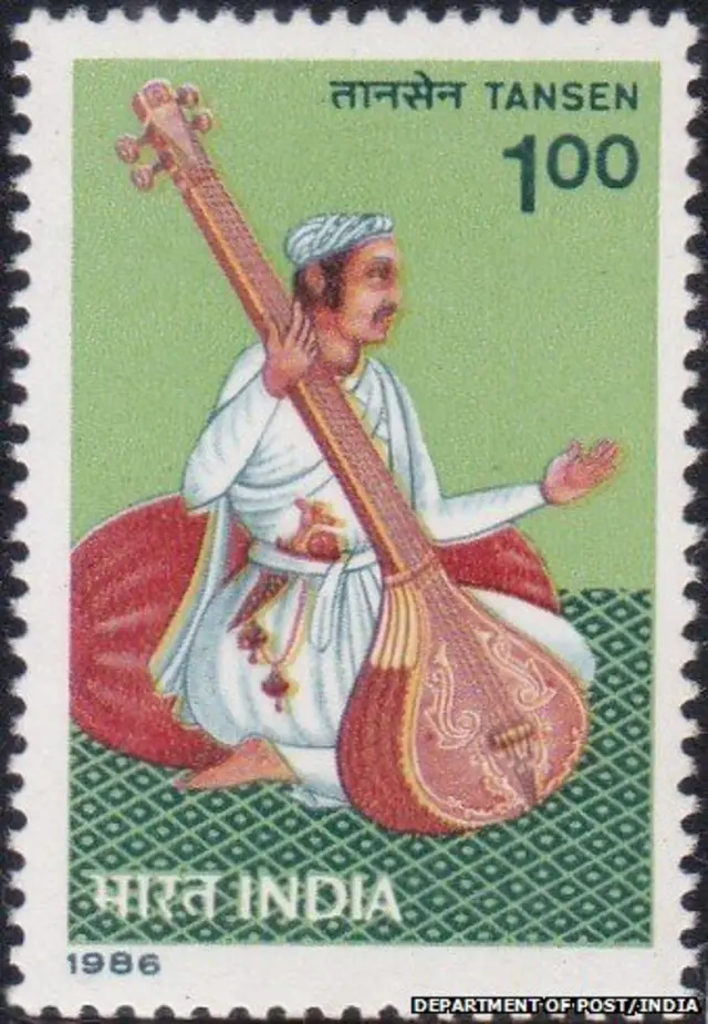 डाक टिकटः 12 दिसंबर, 1986 को भारतीय डाक विभाग ने तानसेन के सम्मान में डाक टिकट जारी किया था.