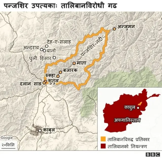 पन्जशिर उपत्यकाको नक्सा