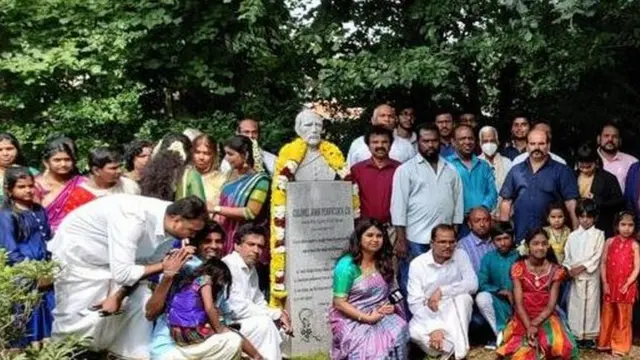British Tamil community celebrating the installation of a bust of Pennycuick