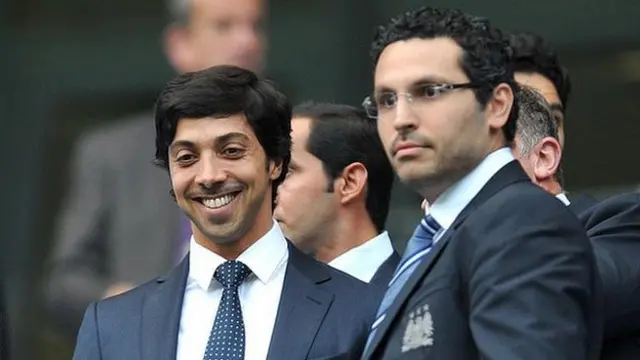 Manchester City owner Sheikh Mansour (left) and chairman Khaldoon Al Mubarak