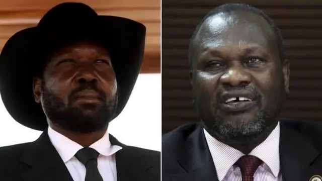 رياك مشار (إلى اليمين) والرئيس سلفاكير