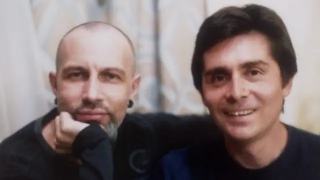 Daniel Díaz y un amigo en Barcelona