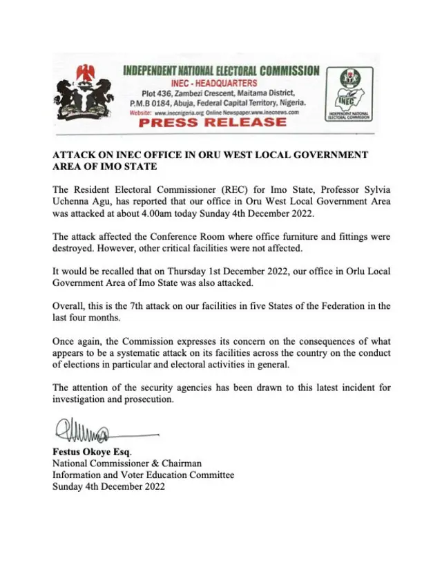 Akwụkwọ ozi Inec