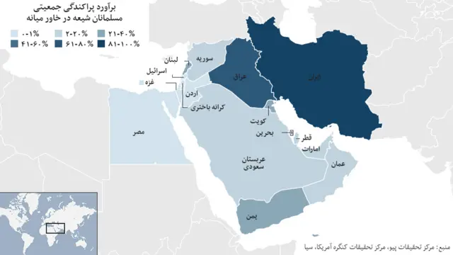 پراکندگی جمعیتی مسلمانان شیعه در خاور میانه