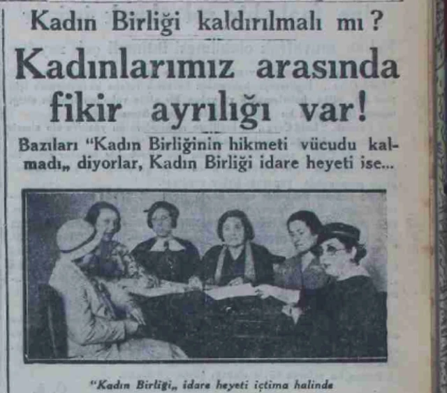 Kadınlar Birliği gazete küpürü