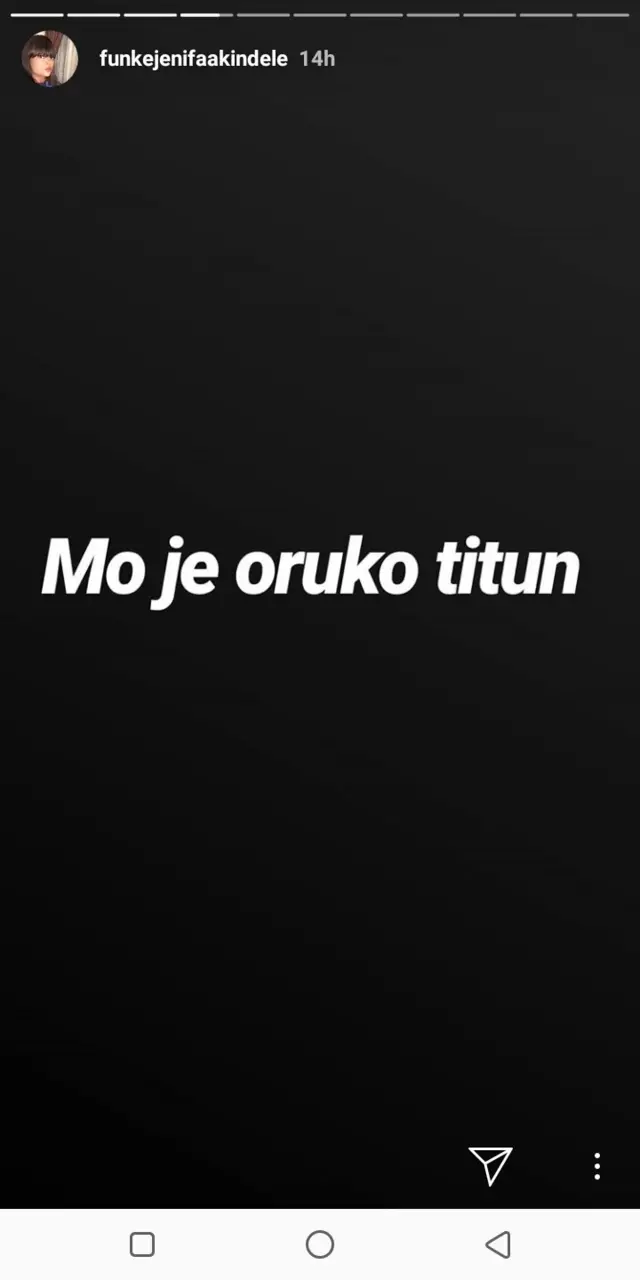 Screenshot of Funke Instagram story