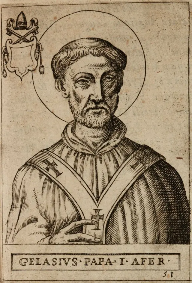 Desenho em preto e branco do papa Gelasius I