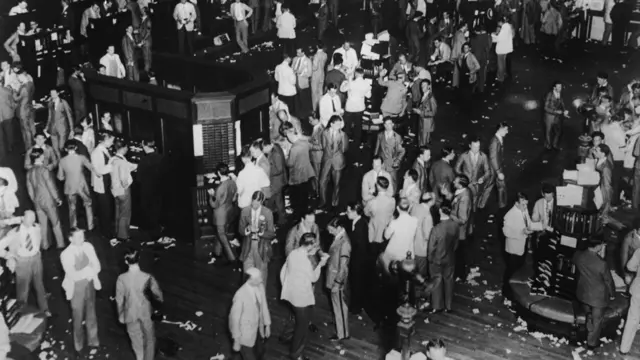 Así operaba la Bolsa de Valores de Nueva York el viernes 25 de octubre de 1929.