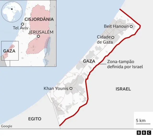 Mapa da Faixaroleta aovivoGaza