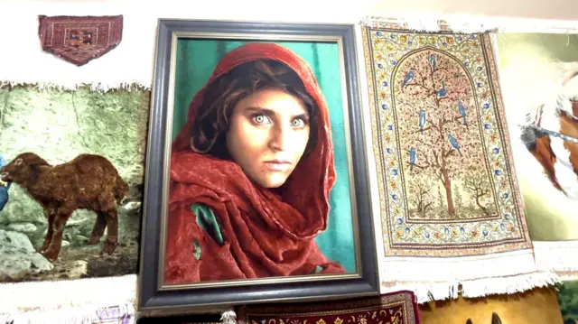 شربت‌گل در دهه ۱۹۸۰ با تصویر مشهور «دختر افغان» شهرت جهانی یافت. استیو مک‌کوری این تصویر را در سال ۱۹۸۴ در یکی از اردوگاه‌های پناهندگان افغان در پاکستان گرفته بود. این عکس با دقت بسیار زیاد در کارخانه خانواده بادغیسی طی چندین ماه بازآفرینی شده بر دیوار آن در کنار دیگر قالینچه‌های ابریشمی آویخته شده است. 