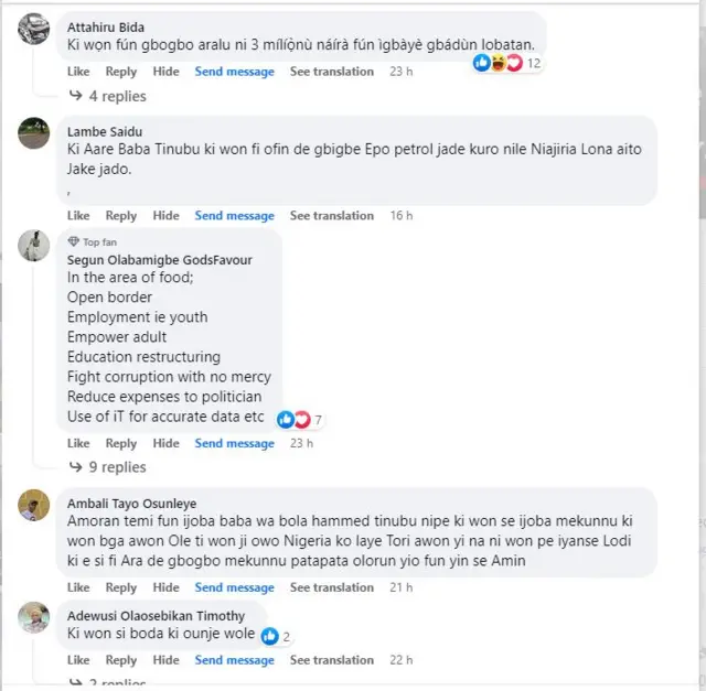 Ọrọ araalu si Tinubu