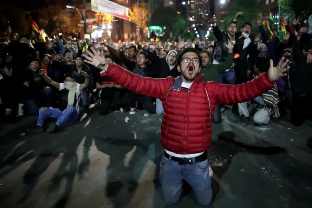 Protestas de seguidores de Mesa, en Bolivia.