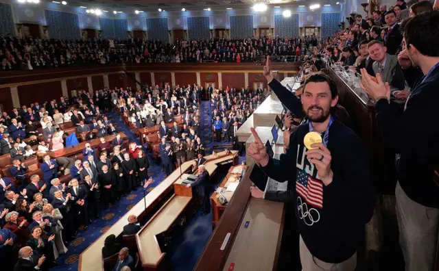 ABD Olimpik Erkek Buz Hokeyi Takımı oyuncuları Trump'ın "Birliğin Durumu" konuşmasını izledi