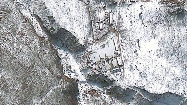 豊渓里の核実験施設を撮影した衛星画像（2013年1月）