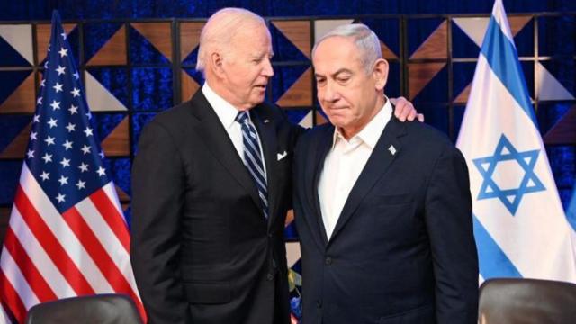 عکس آرشیوی از بنیامین نتانیاهو و جو بایدن