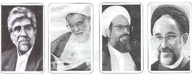 از راست: محمد خاتمی، محمد محمدی ری‌شهری، علی‌اکبر ناطق‌نوری ، رضا زواره ای