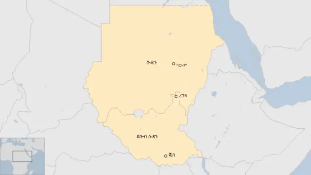 ሱዳን፡ ሱዳን ደቡብ ሱዳንን ረንክን ዘርኢ ካርታ