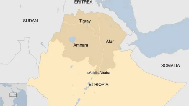 Ikarita ya Tigray n'uturere bihana imbibi