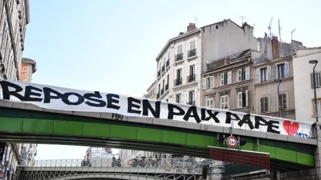 Bridge in Marseille with banner
