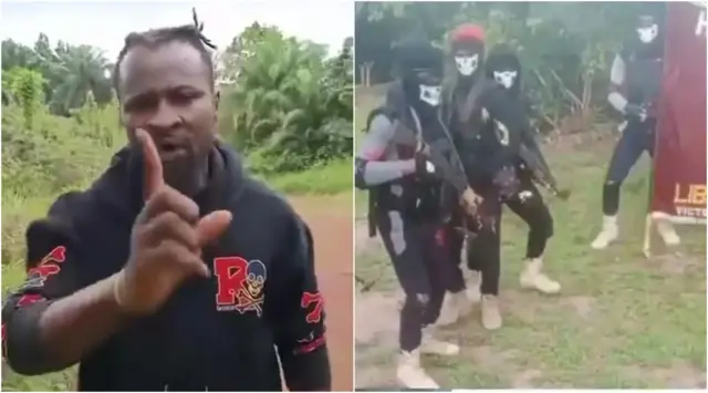 Foto na-egosi Gentle d'Yahoo na ndị otu ya Biafra Liberation Army (BLA)