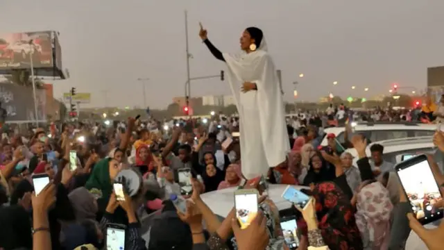 Student Alaa Salah, 22, was nicknamed The Nubian Queen after a video of her leading chants against former Sudanese President Omar al-Bashir went viral in April.