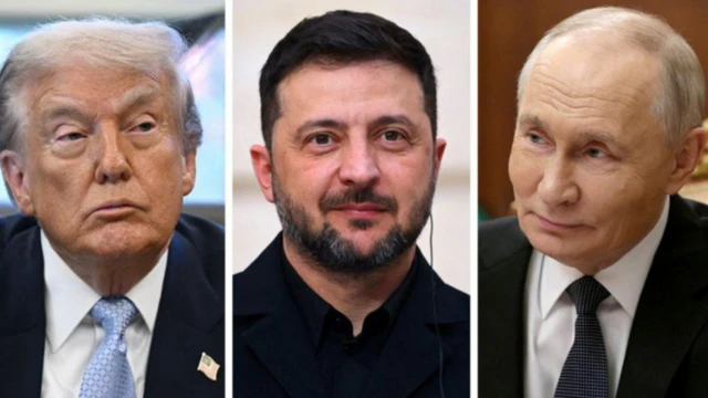 ترامپ، زلنسکی و پوتین در یک کلاژ تصویری