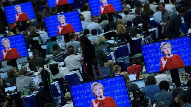 La sala de prensa en el debate