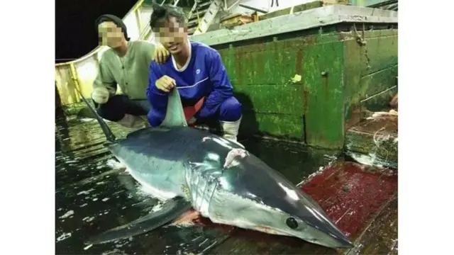 رجلان على متن سفينة صيد